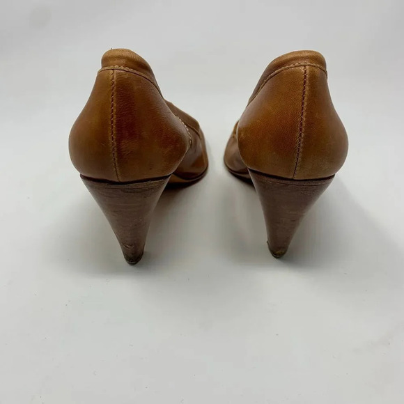 AGL Atillio Giusti Leombruni Heels Pointed Buckle Cognac Leather Brown Size 9.5 - Picture 7 of 12